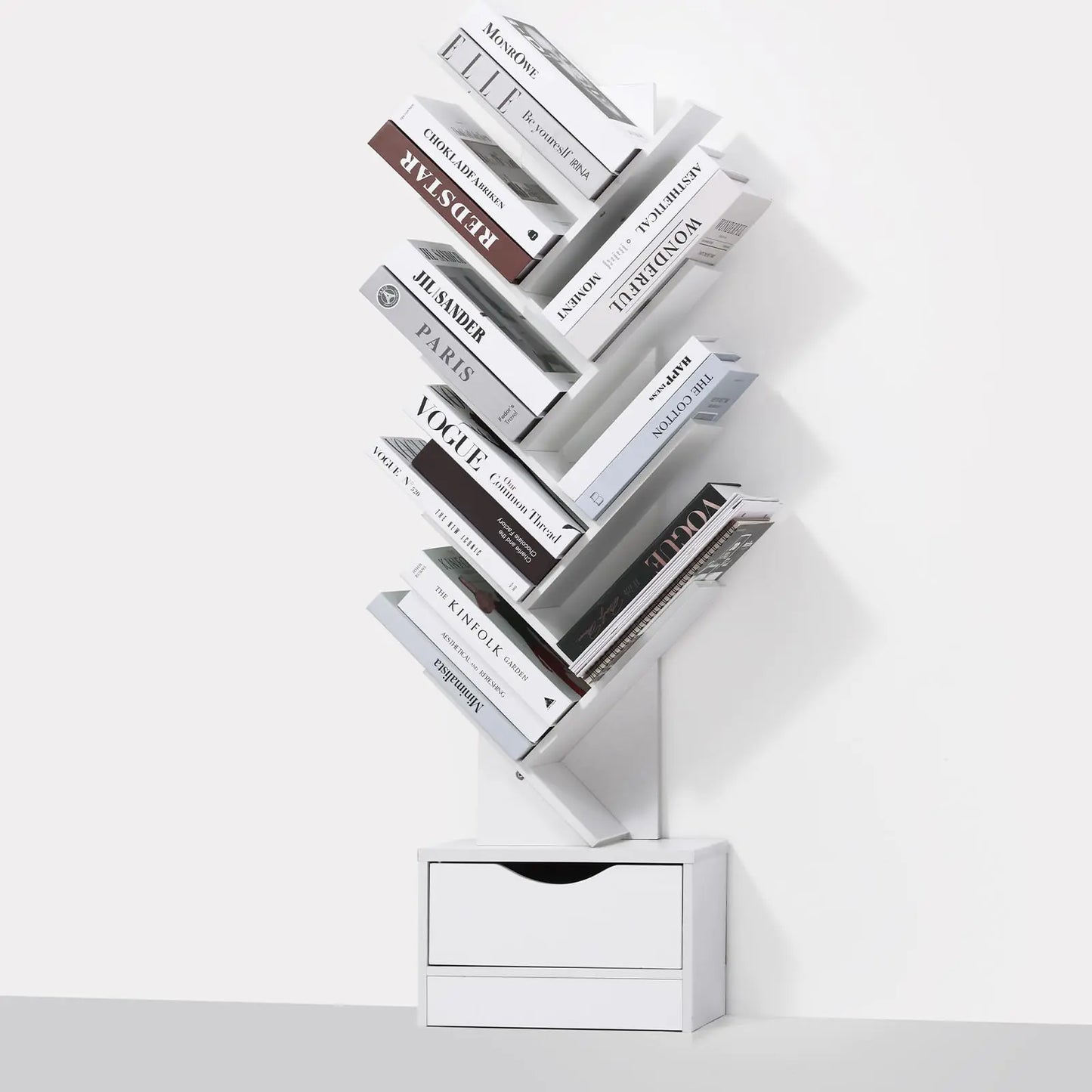 8-Tier Tree Bookshelf with Drawer
