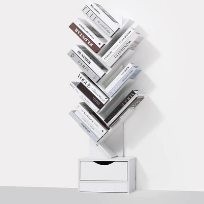 8-Tier Tree Bookshelf with Drawer