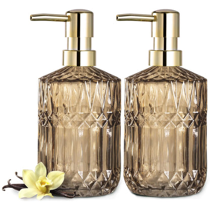 2-Pack Brown Glass Soap Dispensers